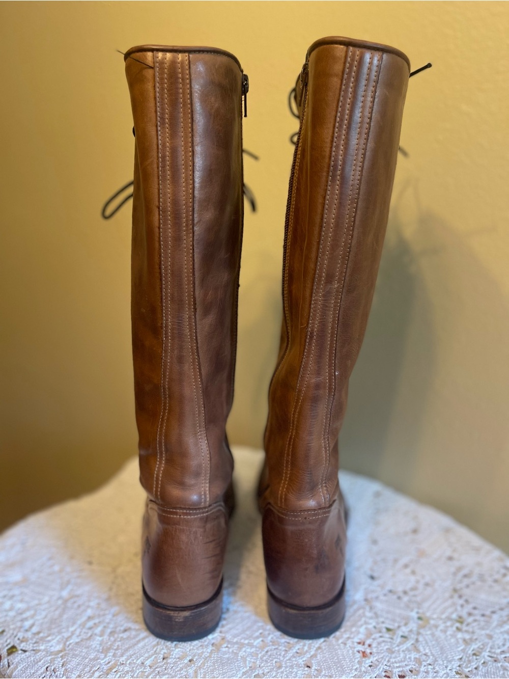 Frye Tall Lace-Up to the knee, Leather Boots - Picture 6 of 7
